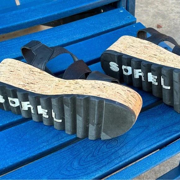 Sorel Black and Tan Platform Sandals - Picture 6 of 7